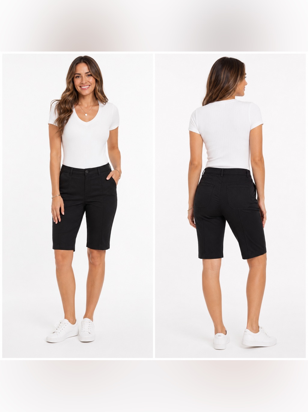 Dalia Collection Women’s Size 8 Black Stretch Bermuda Walking Shorts